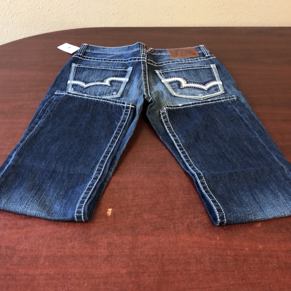 Men's Big & Tall Vintage Thick Stitch Embroidered Distressed Jeans - Picture 4 of 15